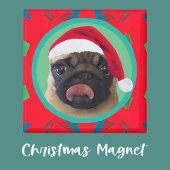 Your Dog Photo-Add Our Santa Hat-Holiday Green Red Magneet
