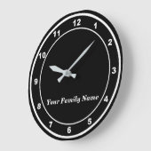 Your Family Name on Black Round Wall Clock Grote Klok (Hoek)