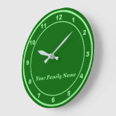 Your Family Name on Green Round Wall Clock Grote Klok (Hoek)