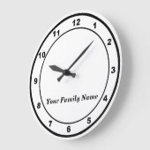 Your Family Name on White Round Wall Clock Grote Klok (Hoek)