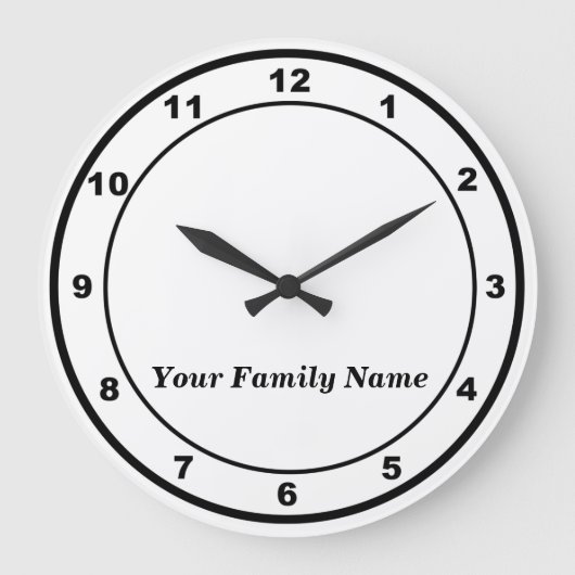 Your Family Name on White Round Wall Clock Grote Klok (Voorkant)