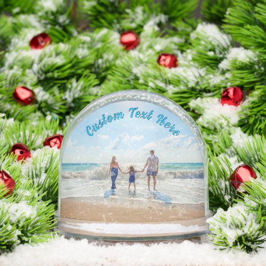Your Family Photo with Custom Text Personalized Sneeuwbol (Kerstmis)