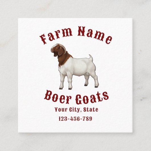Your Farm Boer Goats Vierkante Visitekaartje (Voorkant)