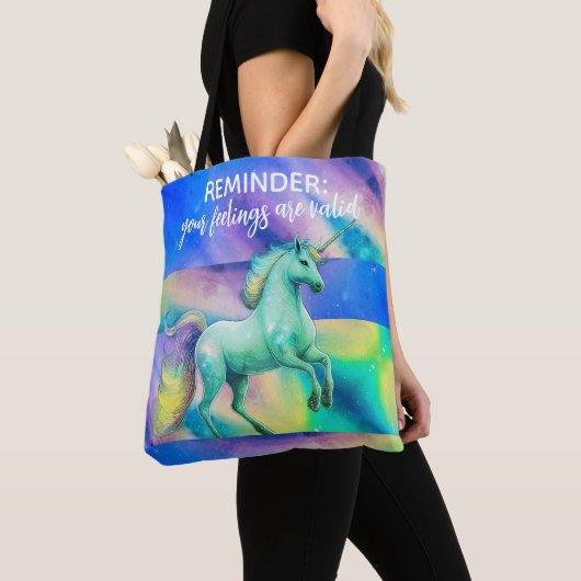 Your Feelings Are Valid Mermaid Tie Dye Unicorn Tote Bag (Dichtbij)