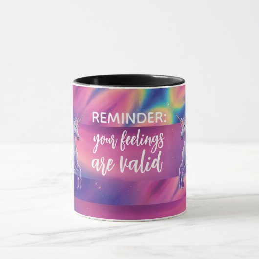 Your Feelings Are Valid Rainbow Tie Dye Unicorn Mok (Midden)