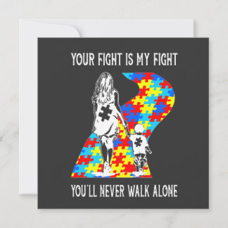 Your Fight Is My Fight Puzzle Ribbon Autism Mom Aw Kaart