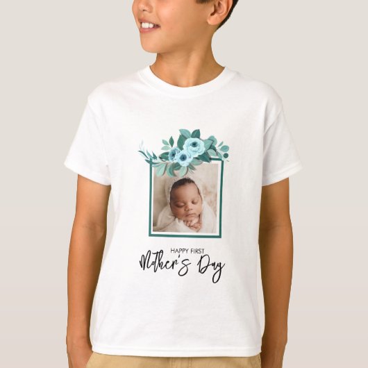 Your First Mother's Day Rose Greenery Photo T-shirt (Voorkant)