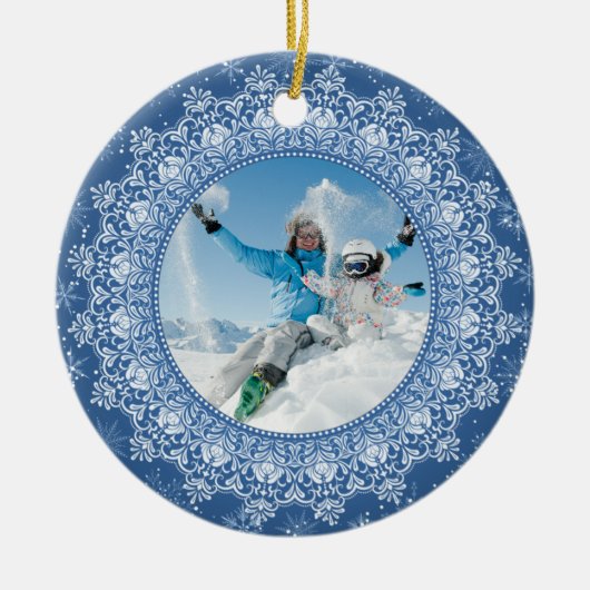 YOUR Foto in Elegant Frame custom ornaments Keramisch Ornament (Voorkant)