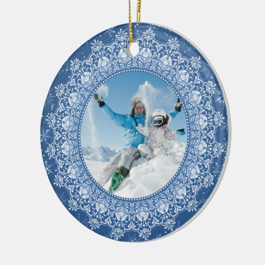 YOUR Foto in Elegant Frame custom ornaments Keramisch Ornament (Links)