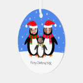 Your Foto winter Penguins Famy Metalen Ornament (Voorkant links)