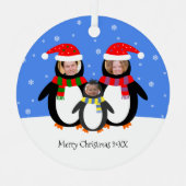 Your Foto winter Penguins Famy Metalen Ornament (Voorkant)