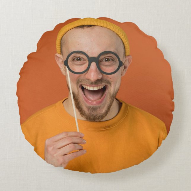 Your Funny Photo Selfie Upload  Rond Kussen (Voorkant)