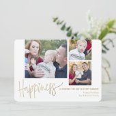 Your Happiness 3 Photos Holiday Photo Cards Feestdagenkaart (Staand voorkant)