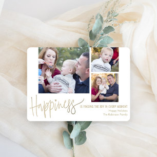 Your Happiness 3 Photos Holiday Photo Cards Feestdagenkaart