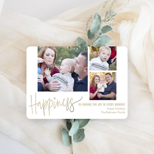 Your Happiness 3 Photos Holiday Photo Cards Feestdagenkaart