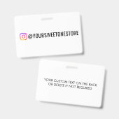 Your Instagram Name & Social Media Icon ID Badge (Voor- en achterkant)