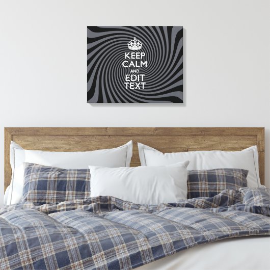 Your Keep Calm Text on Black Swirl Canvas Afdruk (Insitu (Slaapkamer))