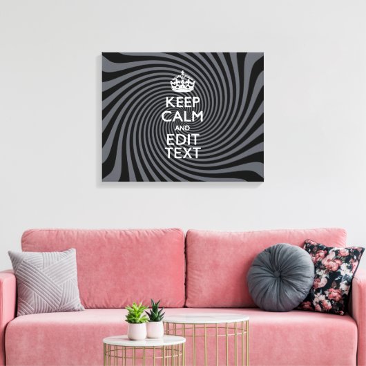 Your Keep Calm Text on Black Swirl Canvas Afdruk (Insitu (Woonkamer))