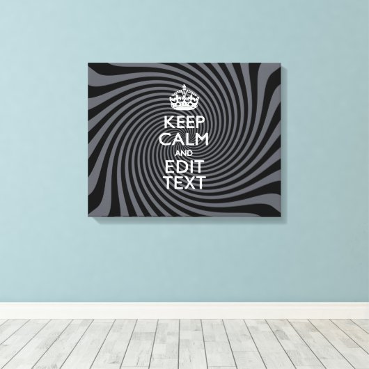 Your Keep Calm Text on Black Swirl Canvas Afdruk (Insitu (Houten vloer))