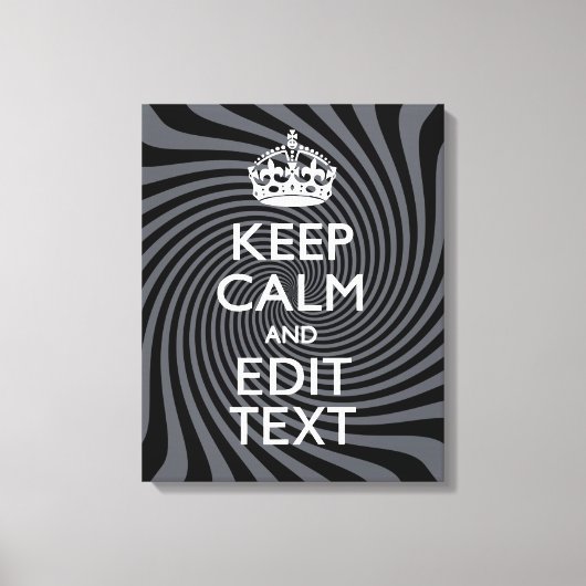 Your Keep Calm Text on Black Swirl Canvas Afdruk (Voorkant)