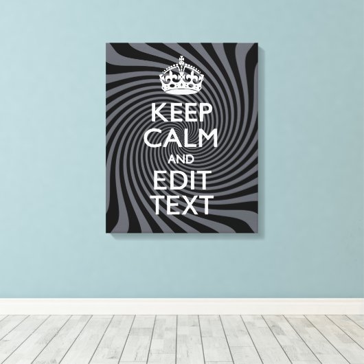 Your Keep Calm Text on Black Swirl Canvas Afdruk (Insitu (Houten vloer))