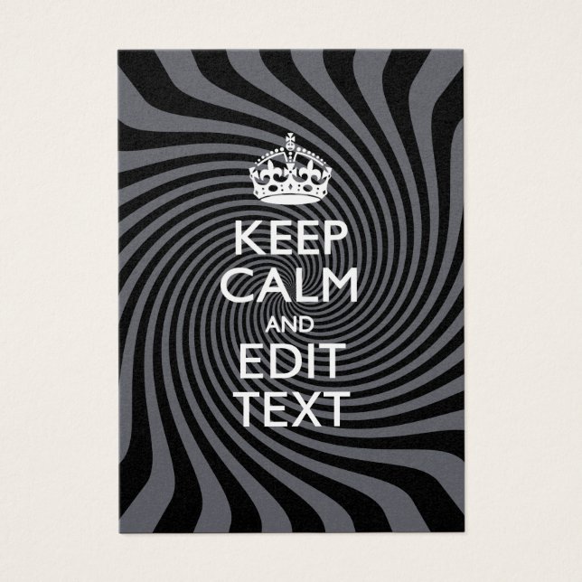 Your Keep Calm Text on Black Swirl Visitekaartje (Voorkant)
