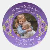 Your Kids Photo Mom Dad Getting Married Ronde Sticker (Voorkant)