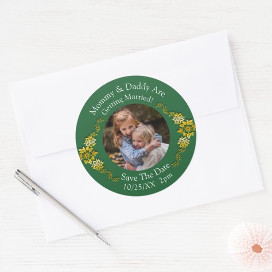 Your Kids Photo Mom Dad Getting Married Ronde Sticker (Envelop)