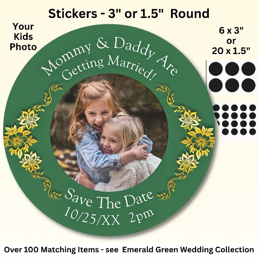 Your Kids Photo Mom Dad Getting Married   Ronde Sticker