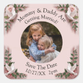 Your Kids Photo Mom Dad Getting Married  Vierkante Sticker (Voorkant)