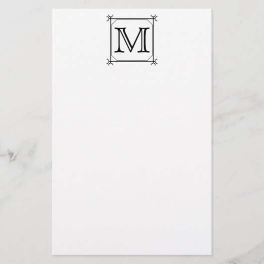 Your Letter. Custom Monogram. Black and White Briefpapier (Voorkant)