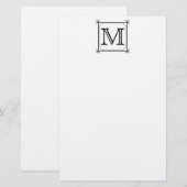 Your Letter. Custom Monogram. Black and White Briefpapier (Voorkant / Achterkant)