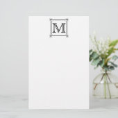 Your Letter. Custom Monogram. Black and White Briefpapier (Staand voorkant)