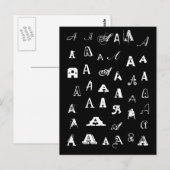Your Letter. Custom Monograms. Black and white. Briefkaart (Voorkant / Achterkant)