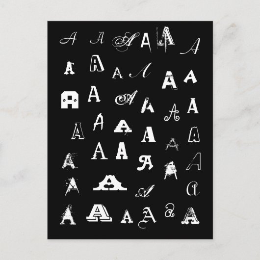 Your Letter. Custom Monograms. Black and white. Briefkaart (Voorkant)