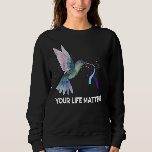 Your Life Matters Ribbon N Suicide Awareness Menta Trui (Voorkant)