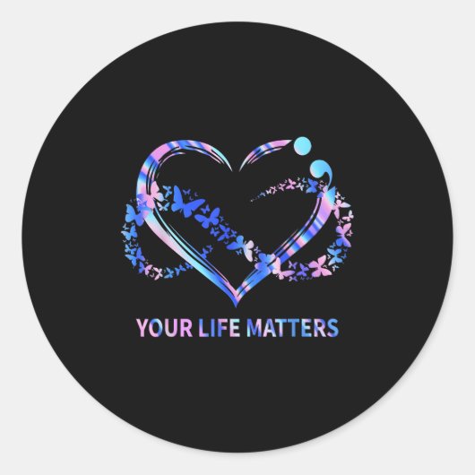 Your Life S Suicide Awareness Butterflies Heart  Ronde Sticker (Voorkant)