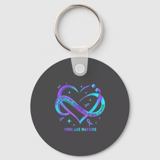 Your Life S Suicide Prevention Teal Purple Heart R Sleutelhanger (Voorkant)