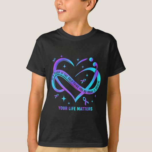 Your Life S Suicide Prevention Teal Purple Heart R T-shirt (Voorkant)