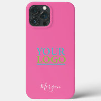 Your Logo/Art/Photo, Name in White Script, Pink