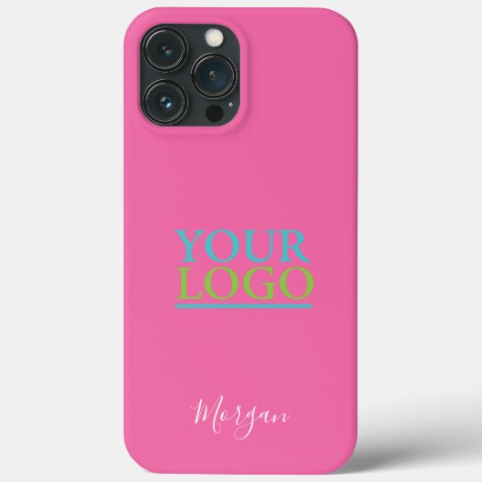 Your Logo/Art/Photo, Name in White Script, Pink Case-Mate iPhone Case (Achterkant)