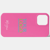 Your Logo/Art/Photo, Name in White Script, Pink Case-Mate iPhone Case (Achterkant (horizontaal))