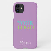 Your Logo/Art/Photo, White Script Name, Lavender iPhone Hoesje (Achterkant)