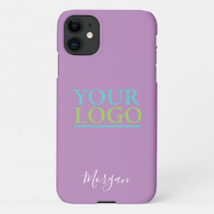 Your Logo/Art/Photo, White Script Name, Lavender iPhone 11 Hoesje