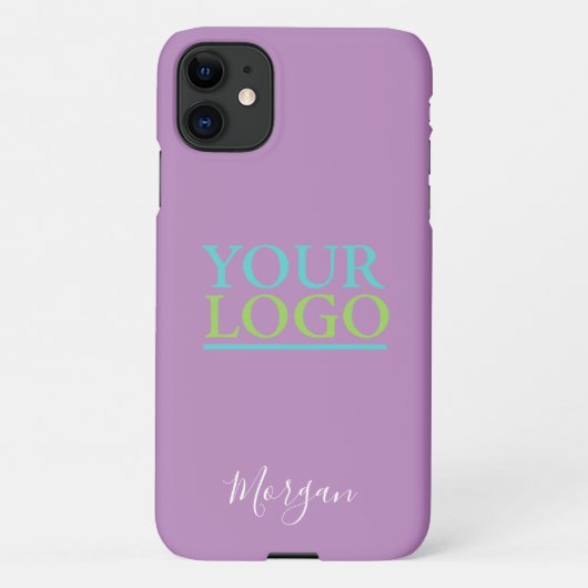 Your Logo/Art/Photo, White Script Name, Lavender iPhone Hoesje (Achterkant)