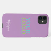 Your Logo/Art/Photo, White Script Name, Lavender iPhone Hoesje (Achterkant horizontaal)
