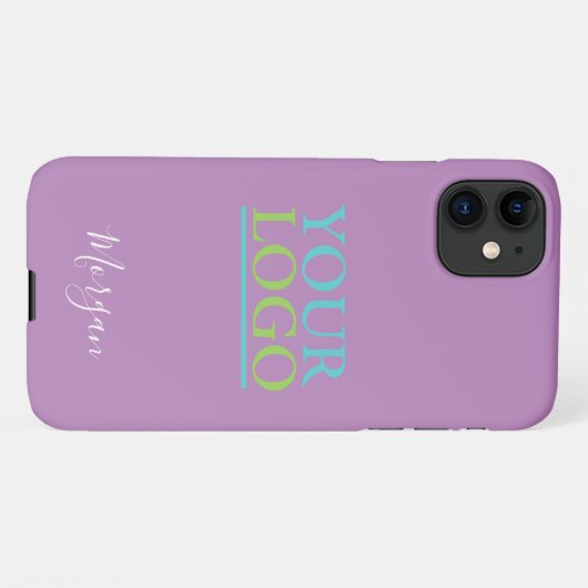 Your Logo/Art/Photo, White Script Name, Lavender iPhone Hoesje (Achterkant horizontaal)