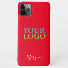 Your Logo/Art/Photo, White Script Name, Red iPhone 11Pro Max Hoesje