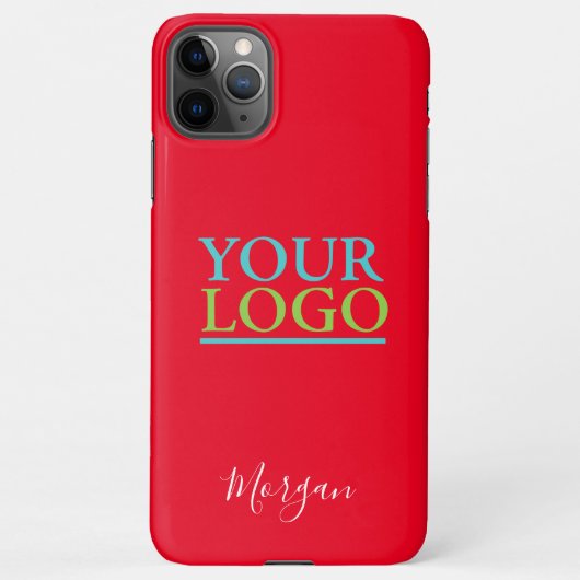 Your Logo/Art/Photo, White Script Name, Red iPhone Hoesje (Achterkant)