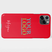 Your Logo/Art/Photo, White Script Name, Red iPhone Hoesje (Achterkant horizontaal)